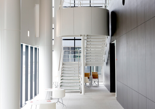 Stairs leading up from the first floor at the Seto Center