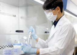 Researcher wearing a lab coat